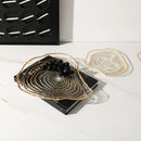 GobekUsa Gold Foil Glass Tray Geometric Fruit Plate Home Decor Accessory