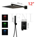 GobekUsa Black Bathroom Shower Faucet Set with Ceiling Mount LED Shower Head Mixer Tap