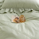 GobekUsa Light Green Flounce 600TC Egyptian Cotton Bedding Set - Queen/King Size