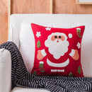 GobekUsa Christmas Embroidered Cushion Cover Snowman Deer Santa Bell Snowflake Pillowcase