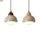 GobekUsa Japanese LED Hanging Lamp Yellow Travertine Pendant Lighting for Bedroom and Dining Room