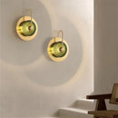 GobekUsa Green Crystal Wattle Circle Wall Lamp - Nordic Minimalist Art Deco Lights