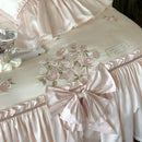 GobekUsa French Bow Ruffle Flower Embroidery Bedding Set - Luxury Lyocell Cotton