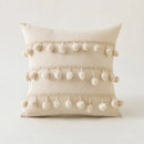 GobekUsa Ivory Cushion Cover with Pompom Tassels - Home Decor for Living Room Sofa Booth