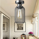 GobekUsa Black Metal Cage Farmhouse Ceiling Light, E27 Base for Hallway, Porch, Bedroom