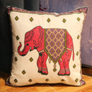 GobekUsa Ethnic Flower Elephant Pillowcase, Hand-Embroidered Boho Cushion Cover