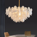 GobekUsa LED Glass Hanging Lamp Golden Leaf Shape Modern Pendant Light