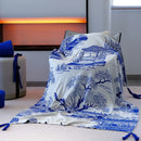 GobekUsa Blue Knitted Sofa Blanket for All Seasons at Home