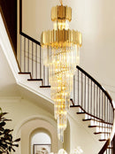 GobekUsa Golden Luxury Hotel Lobby Crystal Chandelier for Multi-Story Staircase Lighting