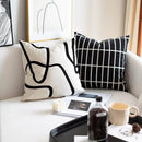 GobekUsa Geometric Line Embroidered Suede Pillowcase for Sofa Bed Living Room