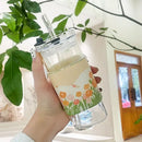 GobekUsa Heat Resistant Glass Cup with Lid and Straw for Coffee, Milk, Tea, Juice