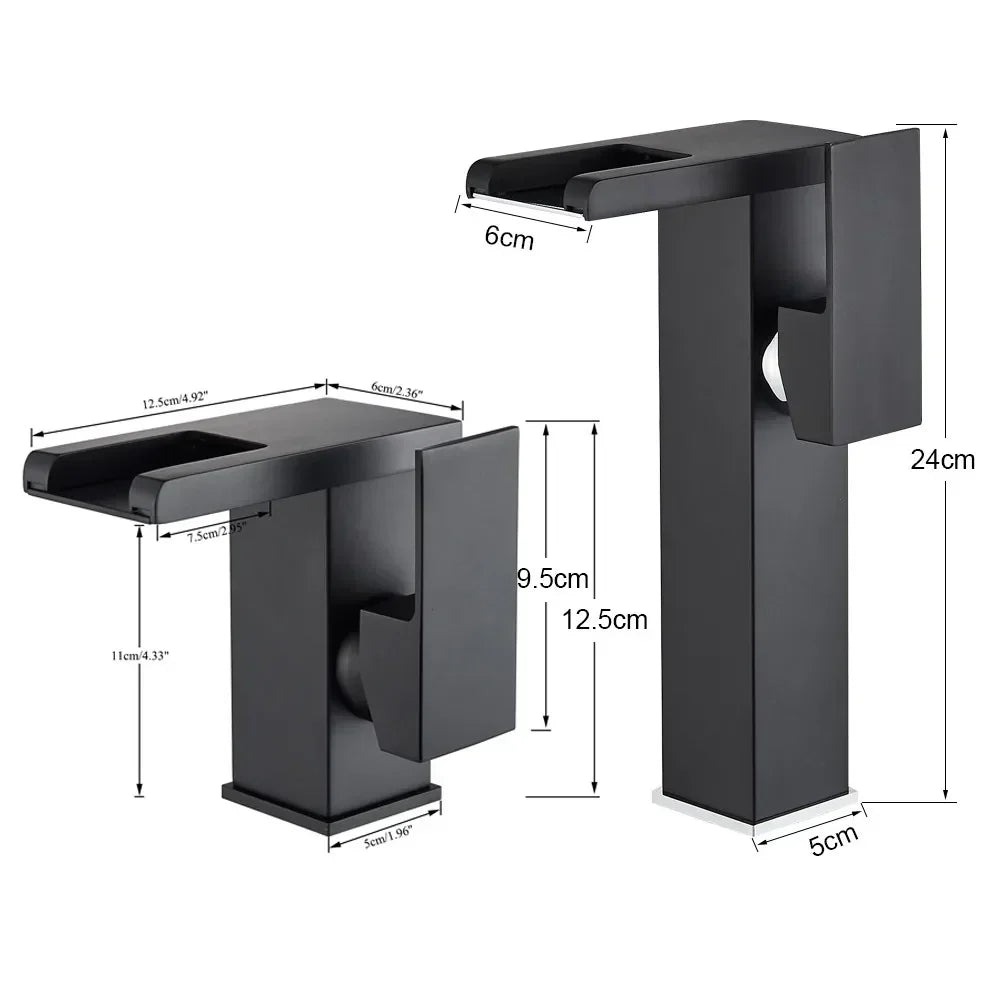GobekUsa LED Black Waterfall Basin Faucet: Deck Mounted Hydroelectric Mixer Tap, photo 4 of 18