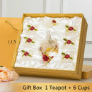 GobekUsa Daisy Enamel Crystal Glass Teapot Set for Hot and Cold Drinks