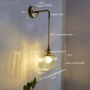 GobekUsa Glass Copper LED Wall Lamp Modern Corridor Bedside Light