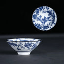 GobekUsa Blue & White Ceramic Kung Fu Tea Cup, Japanese Style Porcelain Sake Espresso Mug