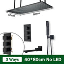 GobekUsa Black Brass Thermostatic Shower Faucet with Ceiling Rainfall Shower Head