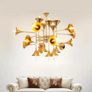 GobekUsa Gold Flared Trumpet Chandelier for Kitchen, Hall, Study, Drawing Room