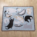 GobekUsa Halloween Black Cat Knitted Blanket - Cozy Sofa Throw for Autumn/Winter