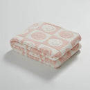GobekUsa Knitted Checkboard Smile Face Design Fluffy Blanket - Spring Violet Pink Gray Blanket