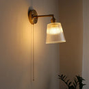 GobekUsa Glass Sconce LED Wall Lamp, Copper Nordic Bedroom Light Fixtures