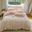 GobekUsa French Princess Lace Ruffles Bedding Set with Velvet Duvet Cover