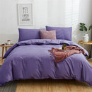 GobekUsa Cotton 4pcs Bedding Set Double Queen Solid Color Duvet Cover Flat Bed Sheet