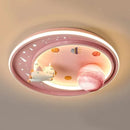 GobekUsa Kids Moon Astronaut LED Ceiling Light for Eye Care in Blue Pink Carton Theme