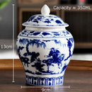GobekUsa Blue White Porcelain General Jar Tea Canister with Lid Desk Decoration