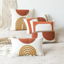 GobekUsa Gematric Tufted Burnt Orange Half Circle Cushion Cover for Living Room