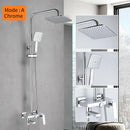 GobekUsa Brass Chrome Round Tube Shower Faucet with Slide Bar and Single Handle