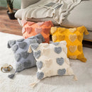 GobekUsa Heart Embroidery Cushion Cover 45x45cm Orange Grey Geometric Pillowcase