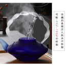 GobekUsa Blue Glass Teapot - Japanese Style Heat-Resistant Twisted Handle Glass Teapot