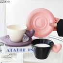 GobekUsa Heart Shape Porcelain Lovers Mug Set Dining Coffee Cup Tea Saucer Juice Cup