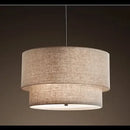 GobekUsa Double Linen Fabric Pendant Light Drum Lamp - Scandinavian Style Dining Room Bedroom Restaurant