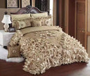 GobekUsa Luxe Champagne Jacquard Lace Bedspread Set with Pillowcases