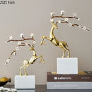 GobekUsa Deer Antlers Statue - Enamel Sika Deer Sculpture for Room Decor