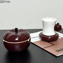 GobekUsa Deep Red Ceramic Apple Ashtray for Home and Office Smoking Accessories