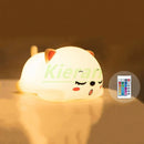 GobekUsa Cat Silicone LED Night Light with Remote, Rechargeable, Touch Sensor