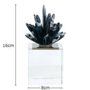 GobekUsa Black Agate Flower Crystal Art Desk Decoration on Crystal Base