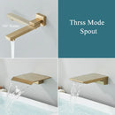 GobekUsa Brushed Gold Shower Faucet Set 2/3 Way Rainfall Bathtub Mixer Wall Mounted Box