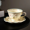 GobekUsa Elegant Floral Ceramic Cup & Saucer Set for Dining Table and Coffee Mug