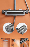 GobekUsa Gray Thermostatic Shower Faucet Set: Brass Rainfall Waterfall Bath and Shower