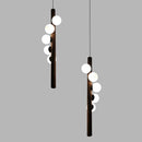 GobekUsa Burly Wood Walnut Glass Pendant Light for Living Room Bar Foyer