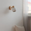 GobekUsa Ceramic LED Wall Lights with Pull Chain Switch, Modern Wood Base Bedside Lamp