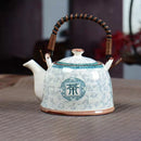 GobekUsa Blue and White Porcelain Teapot 900ml Clay Heated Kettle Puer Tea Cup Set
