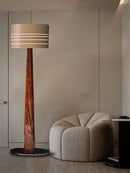 GobekUsa Brown Leather Wooden Floor Lamp - Luxury Italian Design