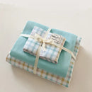 GobekUsa Japanese Grid Print Bed Set in Washed Cotton for Summer Comfort