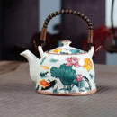 GobekUsa Blue and White Porcelain Teapot 900ml Clay Heated Kettle Puer Tea Cup Set