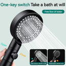 GobekUsa Black Round High Pressure Shower Head with 6 Modes & Water Stop Knobs