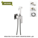 GobekUsa Bidet Faucet Shower Mixer: Cold Hot Water Tap, Brass, Square Sprayer Head